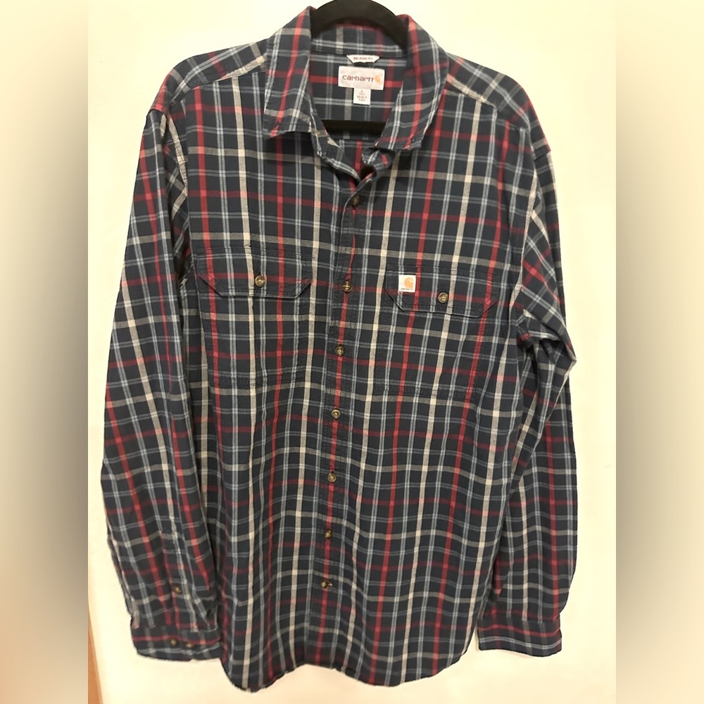 Men’s Carhartt Long Sleeve Navy Button Down